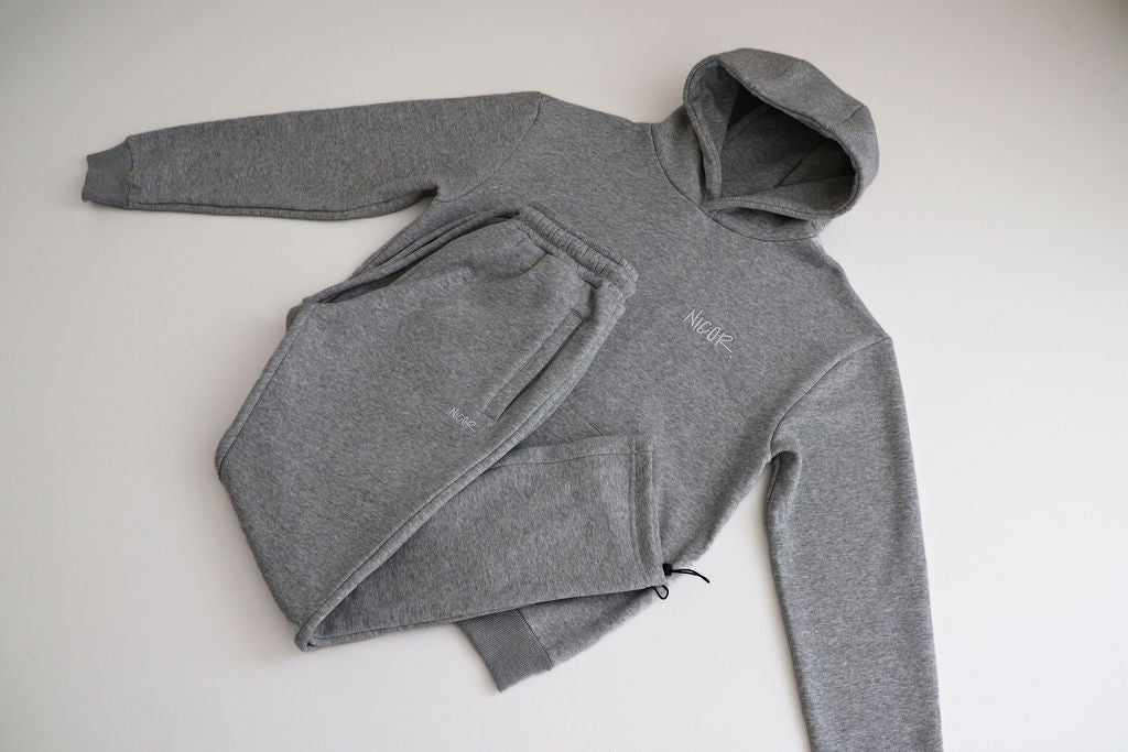 Marl grey tracksuit.